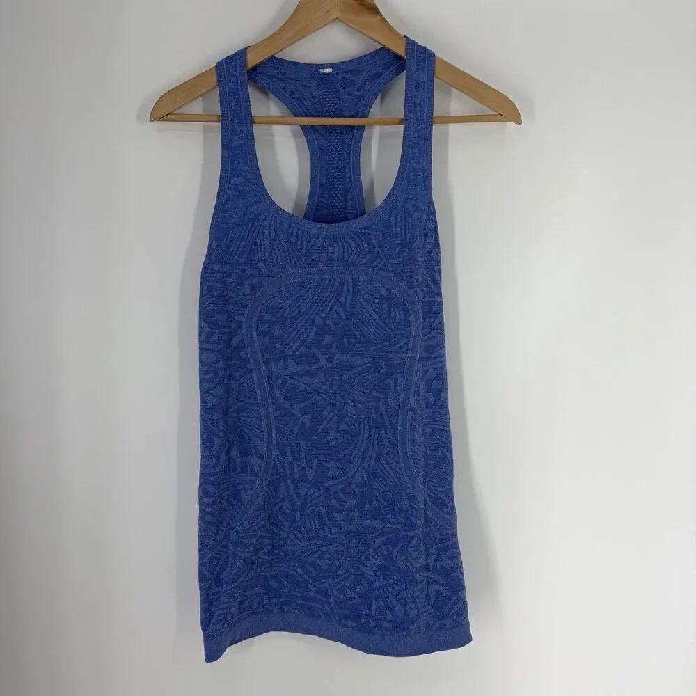 Lululemon Tank Top Size 10 Women Blue Swiftly Tech Racerback Athletic Blue Print